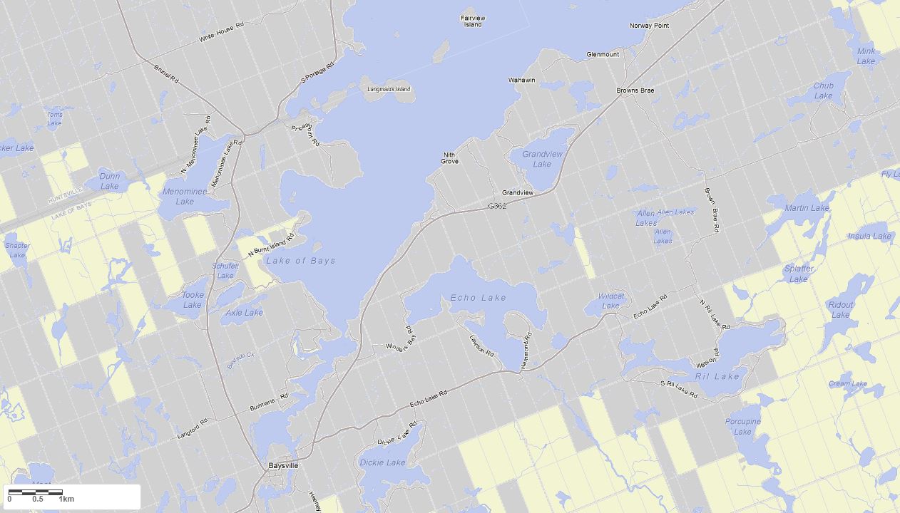 Crown Land Map of Axle Lake in Municipality of Lake of Bays and the District of Muskoka
